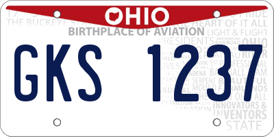 OH license plate GKS1237