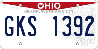 OH license plate GKS1392