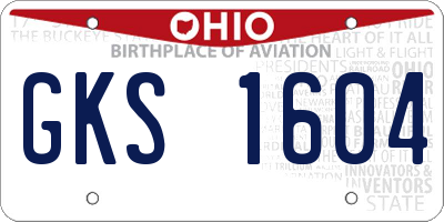 OH license plate GKS1604