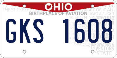 OH license plate GKS1608