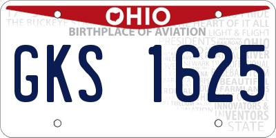 OH license plate GKS1625