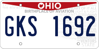 OH license plate GKS1692