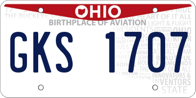 OH license plate GKS1707