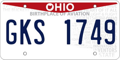 OH license plate GKS1749