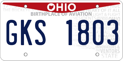 OH license plate GKS1803