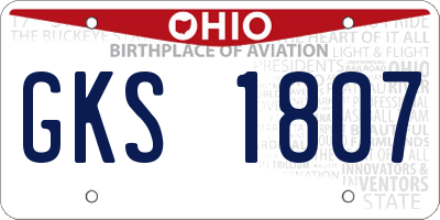 OH license plate GKS1807