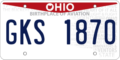 OH license plate GKS1870