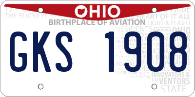 OH license plate GKS1908