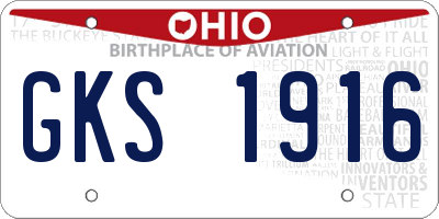 OH license plate GKS1916