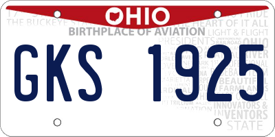 OH license plate GKS1925