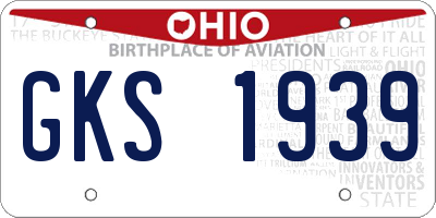 OH license plate GKS1939