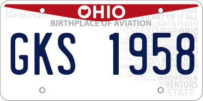 OH license plate GKS1958