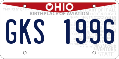 OH license plate GKS1996