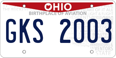 OH license plate GKS2003