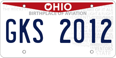 OH license plate GKS2012