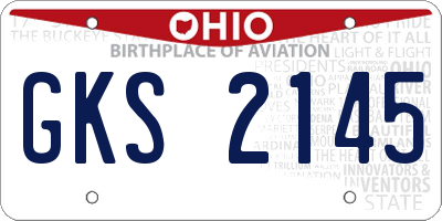 OH license plate GKS2145
