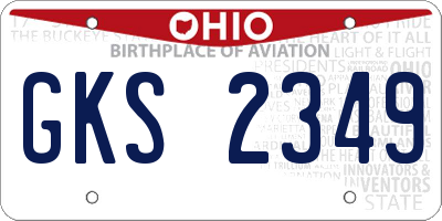 OH license plate GKS2349