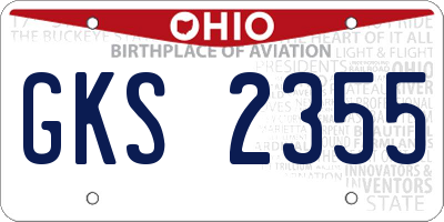 OH license plate GKS2355