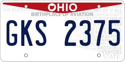 OH license plate GKS2375