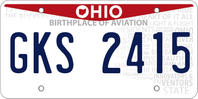 OH license plate GKS2415