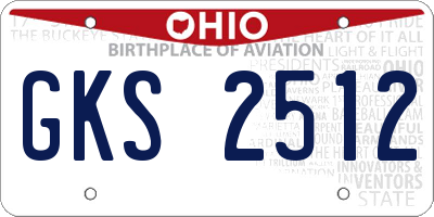 OH license plate GKS2512