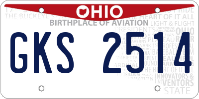 OH license plate GKS2514