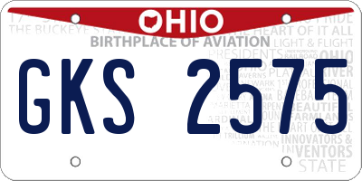 OH license plate GKS2575