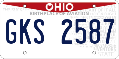 OH license plate GKS2587
