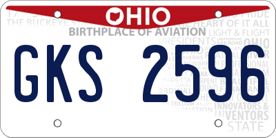 OH license plate GKS2596