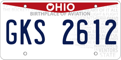 OH license plate GKS2612