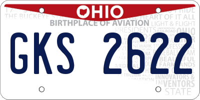 OH license plate GKS2622