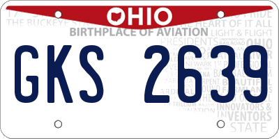 OH license plate GKS2639