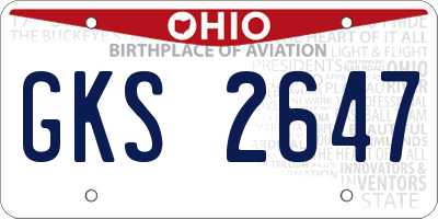 OH license plate GKS2647
