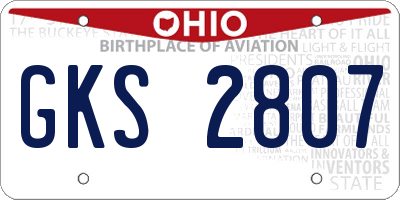 OH license plate GKS2807