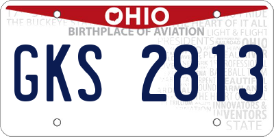 OH license plate GKS2813