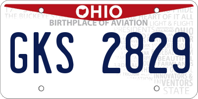 OH license plate GKS2829