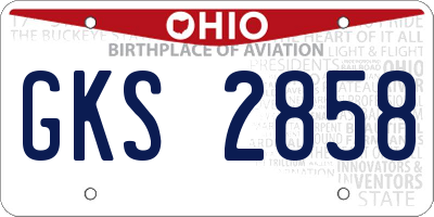 OH license plate GKS2858
