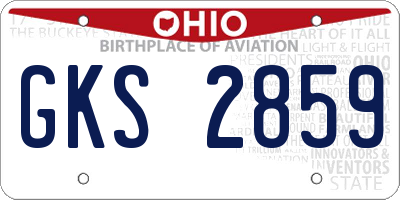 OH license plate GKS2859