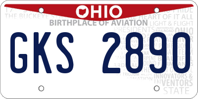 OH license plate GKS2890