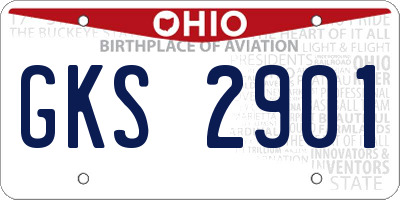 OH license plate GKS2901