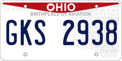 OH license plate GKS2938