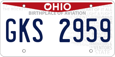 OH license plate GKS2959
