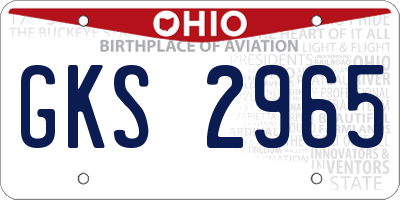 OH license plate GKS2965
