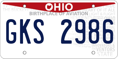 OH license plate GKS2986