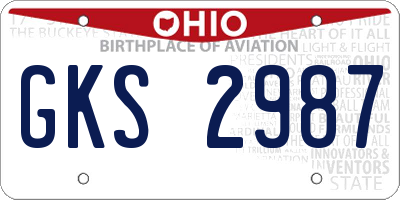 OH license plate GKS2987