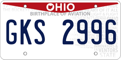 OH license plate GKS2996