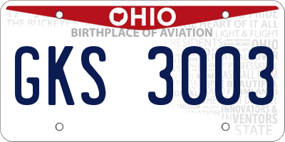 OH license plate GKS3003
