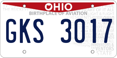 OH license plate GKS3017