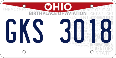OH license plate GKS3018