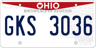 OH license plate GKS3036